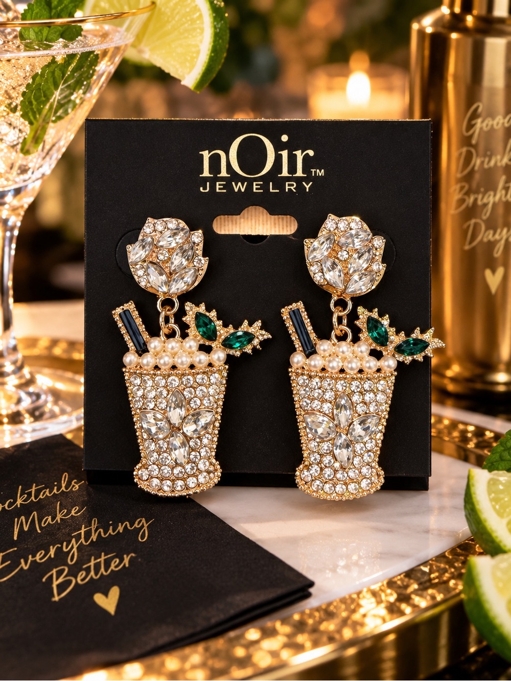 nOir Jewelry Crystal Cocktail Statement Drop Earrings